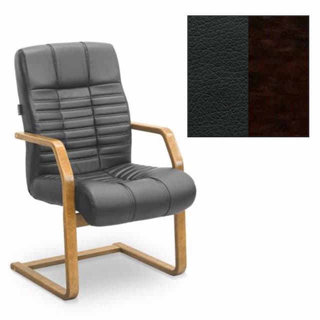 Кресло Юнитекс Атлант HSW экокожа премиум черная CN1114/дерево-венге