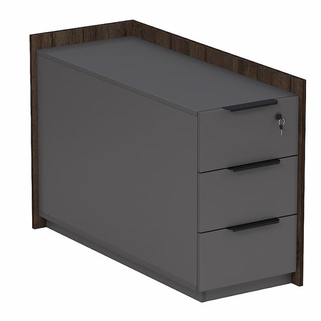 Тумба опорная угловая с ящиками Алсав MAGNETIC 15ТОУЯ.610 (984х404х670) брауни/graphit