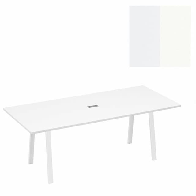 Стол 220 Юнитекс А4 на каркасе TRE для переговоров А4 Б3 124 БП (220x100x75) белый премиум/металлокаркас белый