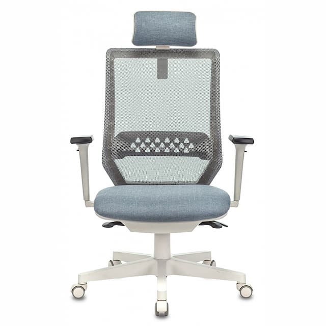 Кресло руководителя Бюрократ EXPERT серый сиденье голубой 38-405 сетка/ткань с подголов. крестов. пластик белый