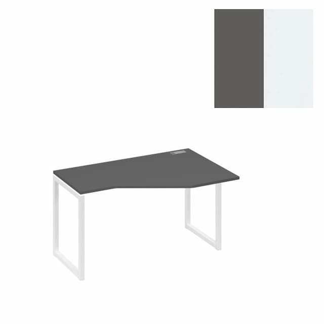 Стол эргономичный правый Юнитекс А4 "Техно" на металлокаркасе QUATTRO А4 Б4 054 АР (140x90x75) антрацит премиум/металлокаркас белый