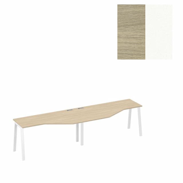 Рабочая станция Юнитекс А4 каркас TRE со столами Техно (2х160) А4 Б3 055-2 ДК (320x90x75) дуб скандинавский/металлокаркас белый