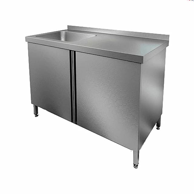 Стол нержавеющий с распашными дверцами и моечной ванной Hicold НСЗ1М-9/6БЛ